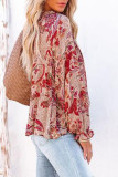 Pink Split V Neck Printed Blouse