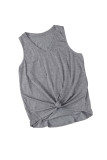 Gray V Neck Racerback Tank Top with Pocket