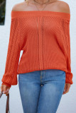 One Shoulder Hollow Puff Sleeve Sweater