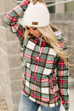 Multicolor Cowl Neck Plaid Drawstring Hoodie with Thumb Hole