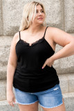 Black Lace Patchwork Ribbed Skinny Plus Size Tank Top