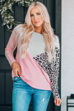 Leopard Colorblock Splicing Off The Shoulder Top