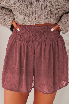 Red Smocked Waist Swiss Dot Sheer Skirt