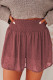 Red Smocked Waist Swiss Dot Sheer Skirt