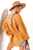 Yellow Casual Balloon Sleeve Crinkled Top