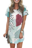 White Leopard Splicing Color Block Mini Dress