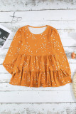 Floral Print Ruffle Long Sleeve Tunic Top