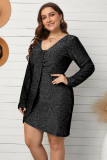 Asymmetric Hemline V Neck Metallic Plus Size Dress