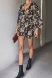 Surplice V Neck Flare Floral Dress