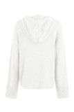 Plain Open Button Drawstring Hooded Sweater Cardigans