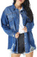 Buttons Front Raw Hem Ripped Denim Jacket Women UNISHE Wholesale