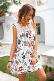 White Lace Splicing Floral Mini Dress