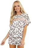 Leopard Sequin Short Sleeve and Shorts Lounge Set
