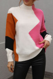 Wavy Knit Color Block Pullover Sweaters