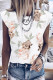 White Floral Crew Neck Tank