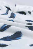 White Feather Print Short Sleeve Tee