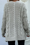 Plain Cable Knit Pocketed Open Front Sweater Cardigans