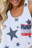 White Independence Day Star Print Tank Top