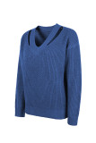 Plain Slope V Neck Pullover Sweaters