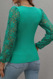 Hollow Out Lace Sleeves Knit Sweaters
