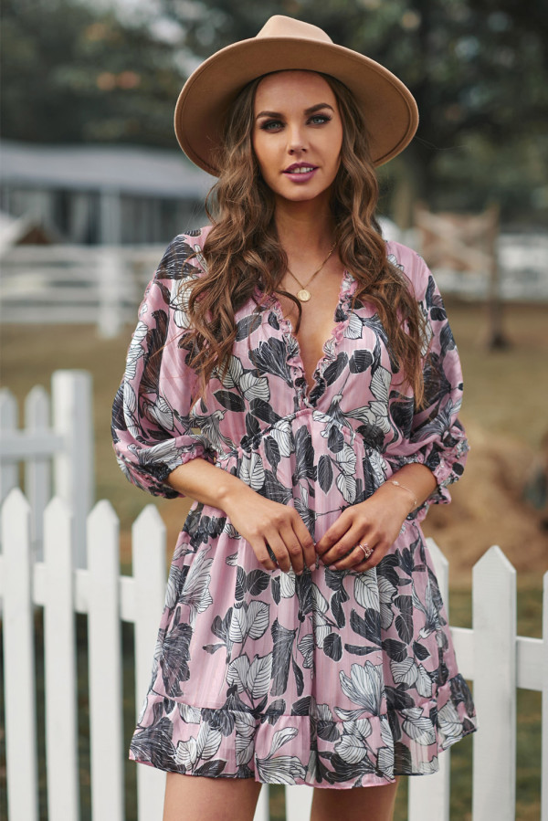 Multicolor Ruffle Tiered Babydoll Style Mini Dress