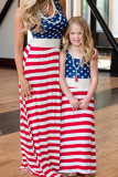 American Flag Print Mom And Girl Baby Maxi Dress Unishe Wholesale