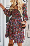 Smocked Tiered Long Sleeves Floral Dress