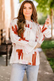 Multicolor Brushstroke Printed Smocking Blouse