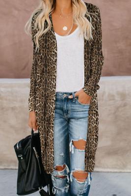 Brown Leopard Print Long Cardigan