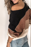 Loose Color Block Pullover Knitting Sweater Unishe Wholesale