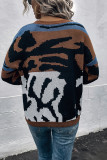 Color Block Tiger Striped Pullover Sweaters