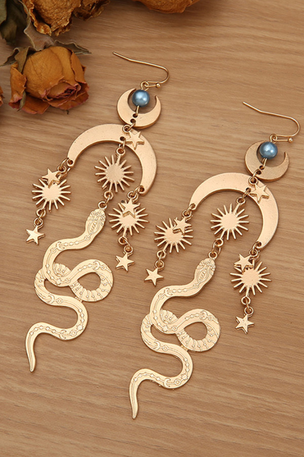 Alloy Sun Moon and Snake Earrings MOQ 5pcs
