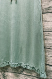 Raw Hem Ruffle Mini Dress with Side Pocket