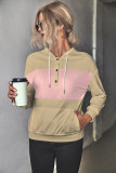 Button Down Color Block Kangaroo Pocketed Hoodies
