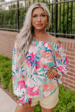 Multicolor Floral Print Off Shoulder Blouse