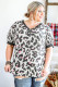 Plus Size Button Detail Leopard Short Sleeve Top