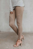 Khaki Cropped Moto Jeggings