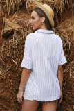 Sky Blue Short Sleeve Striped Shirt