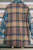 Plaid Colorblock Button Pocket Shirt