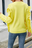 Plain Knitting Pullover Ruffle Sweater