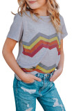 Gray Colorblock Striped Girls' T-shirt