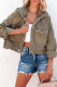 Open Button Pocket Short Length Denim Jacket with Hood