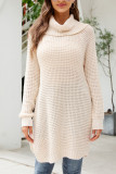Crochet Knit High Neck Split Long Length Sweaters