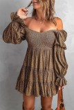 Smocked Lantern Sleeves Floral Tiered Dress