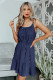 Blue Swiss Dot Spaghetti Drawstring Mini Dress