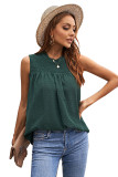 Green Swiss Dot Smocked Crew Neck Tank