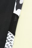 Black Kid's Leopard Patchwork High Waist Skinny Leggings