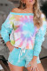 Multicolor Tie Dye Printed Long Sleeve Tops and Shorts Pajamas Set