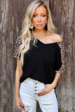 Black Leopard Sleeve Top