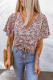 Multicolor Floral Drawstring Tie Center V Neck Blouse